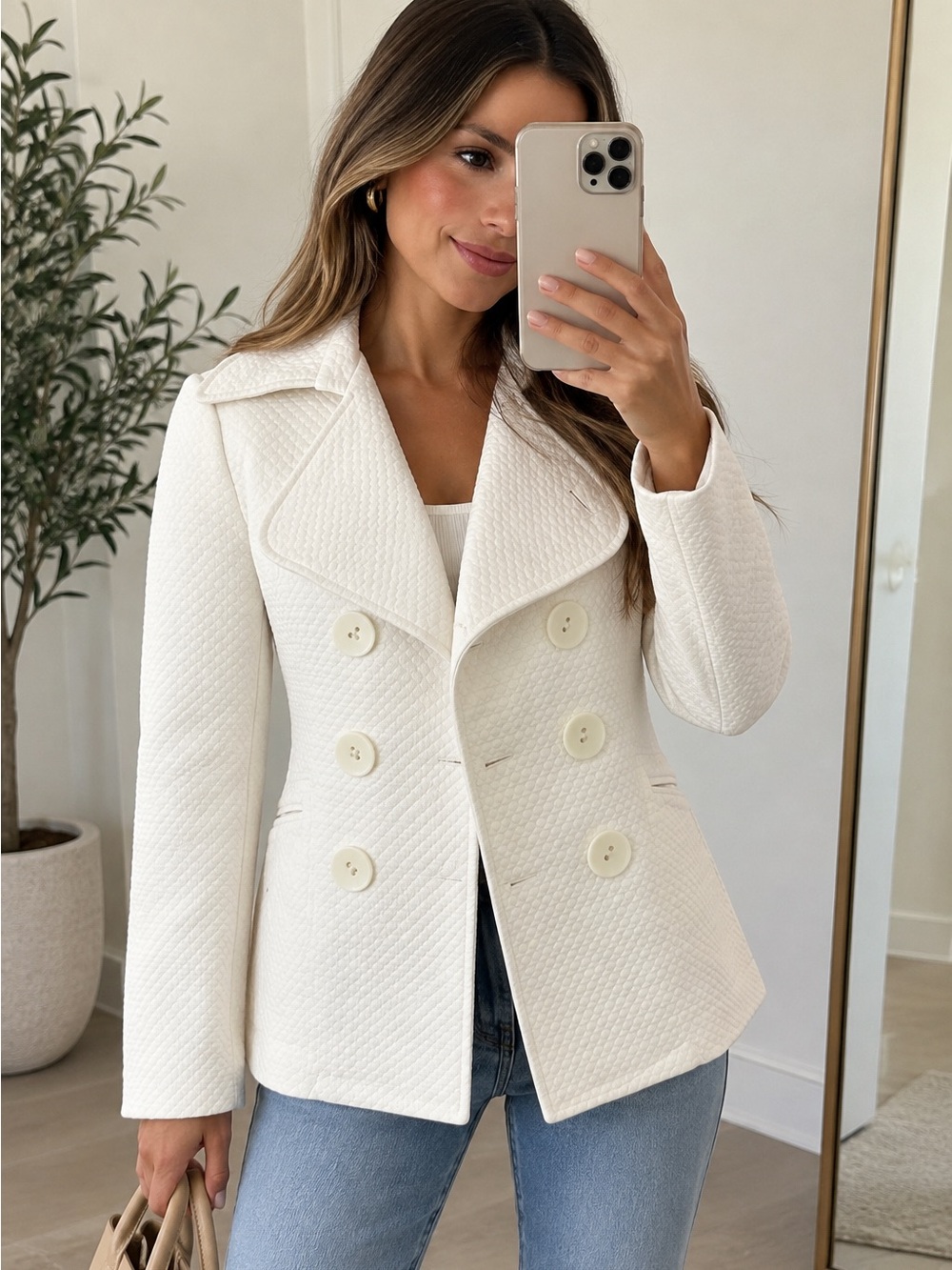 Arden B Cream White Blazer Jacket Coat Size S Y2K Retro Vintage